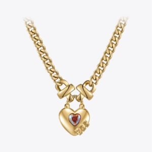 KI-8jcuD Heart Gold Choker Necklace Jewelry Stainless Steel Women